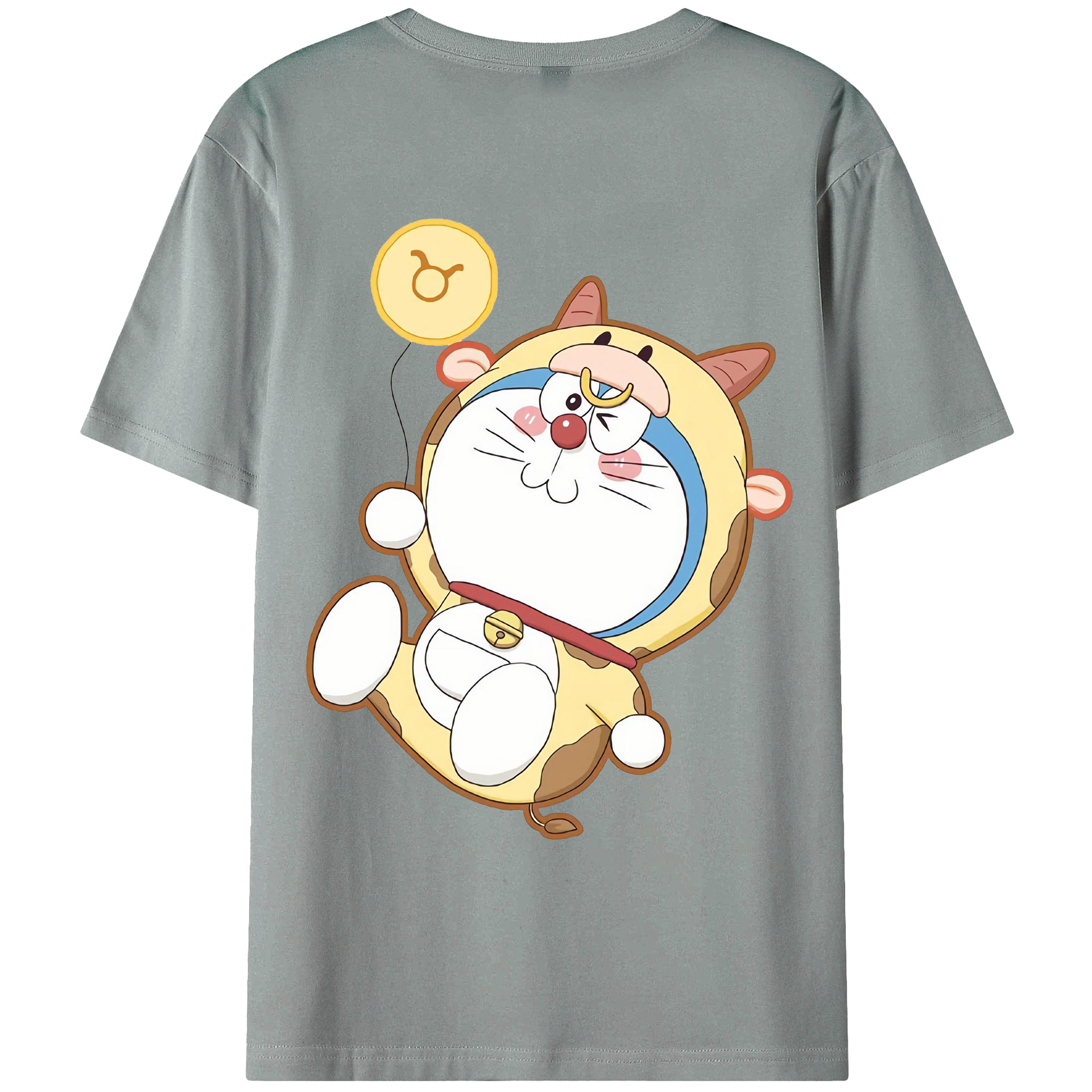 （画像用） ドラえもん Doraemon 綿100％ メンズ半袖Tシャツ（バックプリント） 通気性